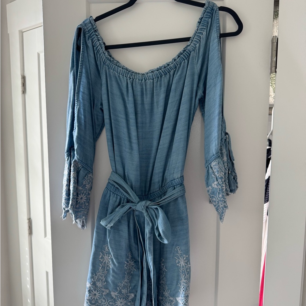 American Eagle Outfitters Light Blue Denim Romper